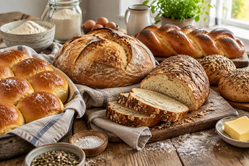 Homemade bread and rolls